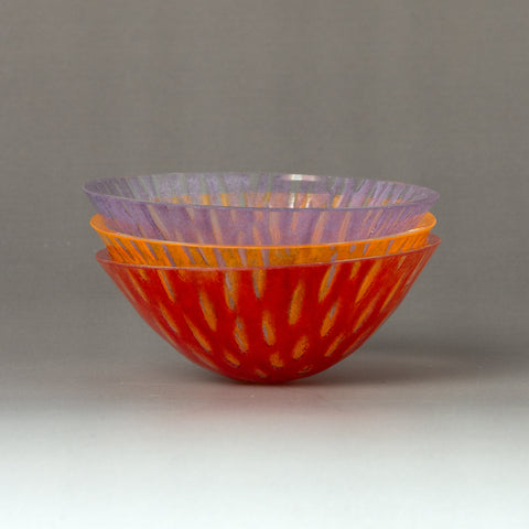 Handgemachte Mini-Glasschale Orange – Unikat Ofenglas, florales Relief