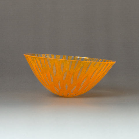 Handgemachte Mini-Glasschale Orange – Unikat Ofenglas, florales Relief