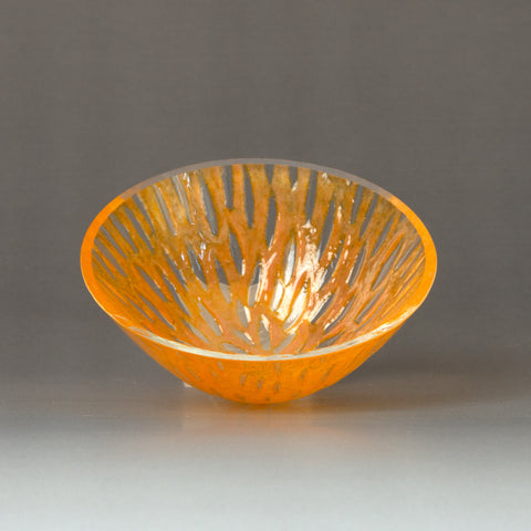 Handgemachte Mini-Glasschale Orange – Unikat Ofenglas, florales Relief