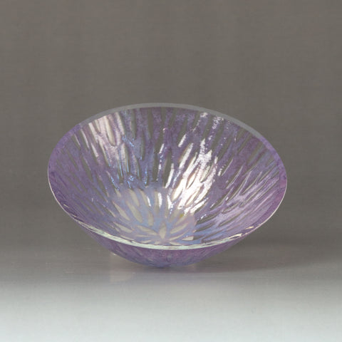 Handgemachte Mini-Glasschale Violett – Unikat Ofenglas, florales Relief