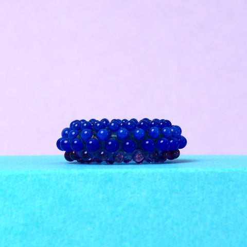 Lampwork Bead: Dots and Lines Cobalt-Purple – Handgemacht, Unikat Schmuck