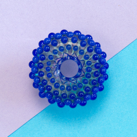 Lampwork Bead: Dots and Lines Cobalt-Purple – Handgemacht, Unikat Schmuck