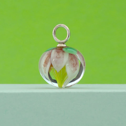Lampwork Glasanhänger: Seerose Dusty Pink – Handgemacht, Unikat Schmuck