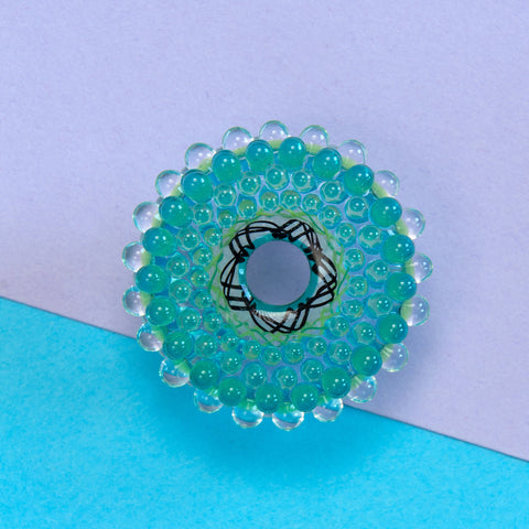 Lampwork Bead: Dots and Lines Lime-Mint – Handgemacht, Unikat Schmuck