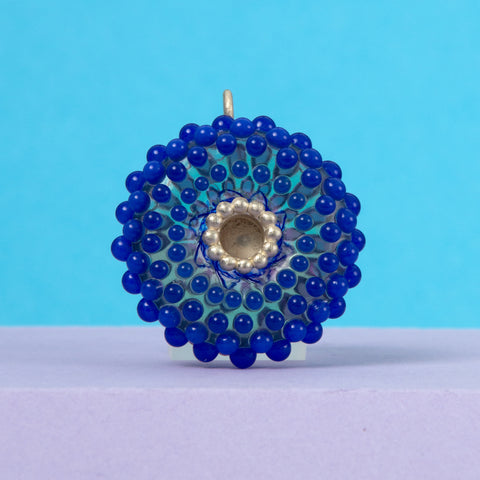 Lampwork Bead: Dots and Lines Cobalt-Purple – Handgemacht, Unikat Schmuck