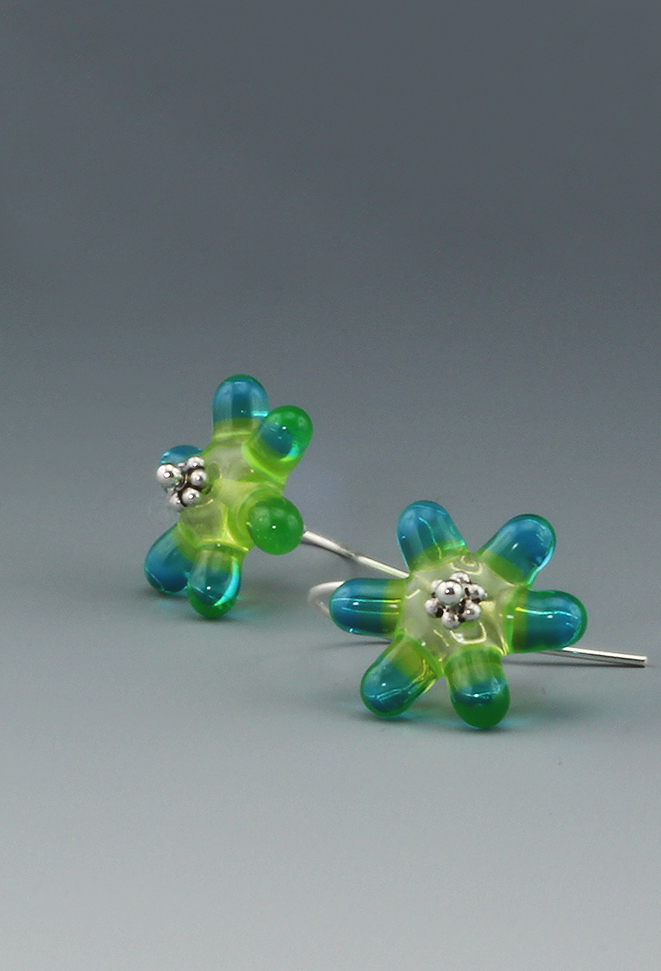 Earrings with Flower Beads